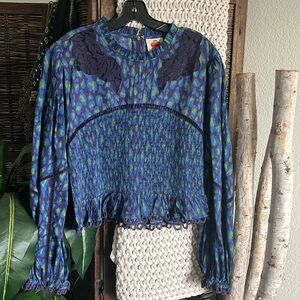 Farm Rio-Blue/Green Print Top